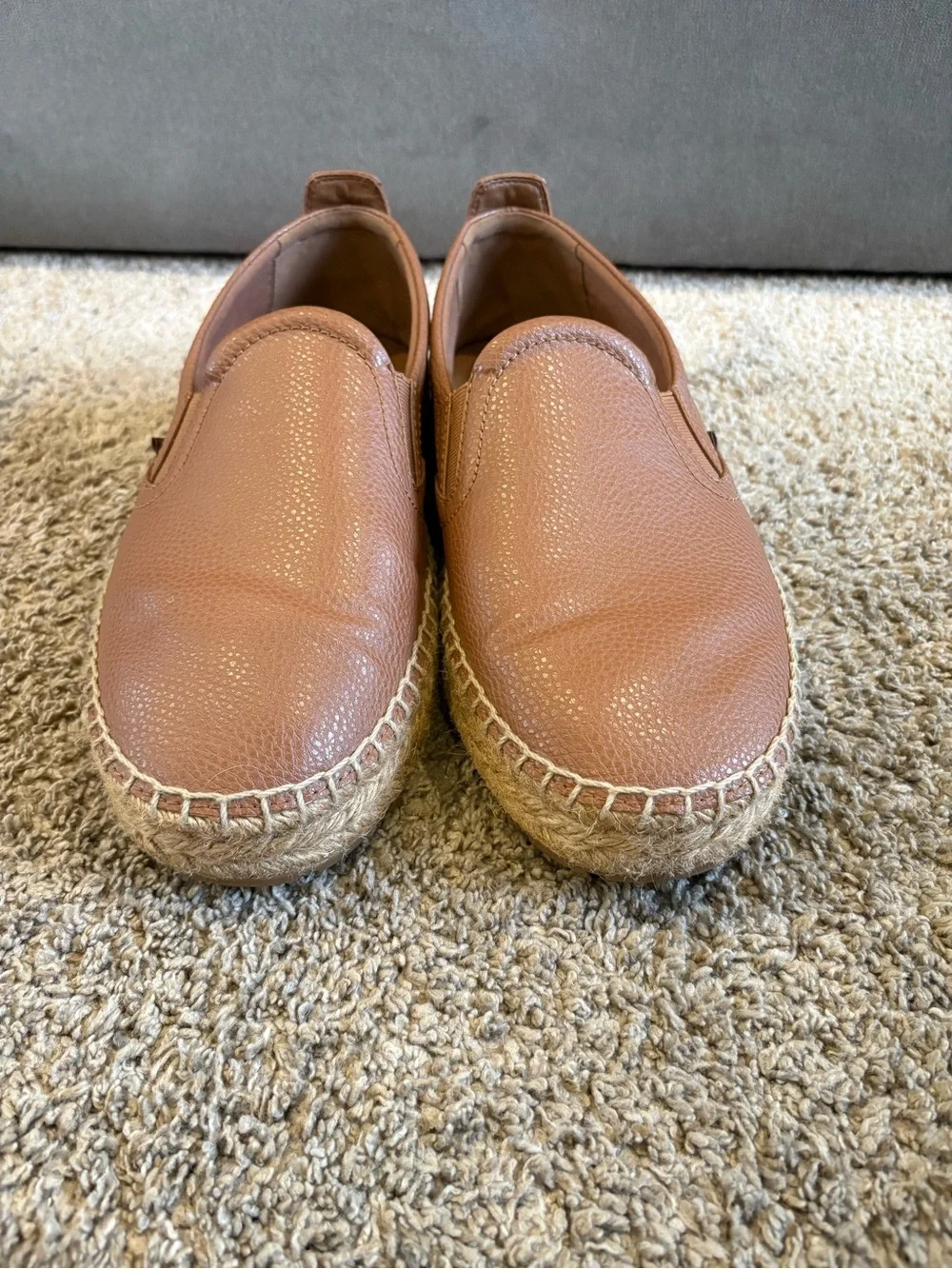 Michael Kors Tan Leather Slip-On Espadrille Loafers